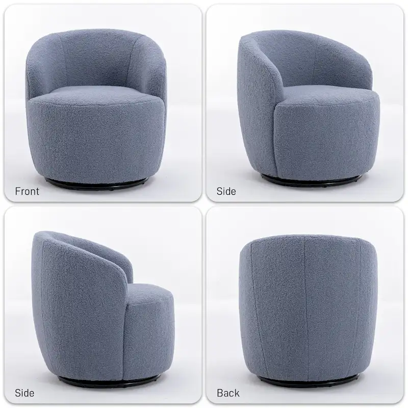 Ouyessir Modern Teddy Upholstered Swivel Barrel Chair(Set of 2)