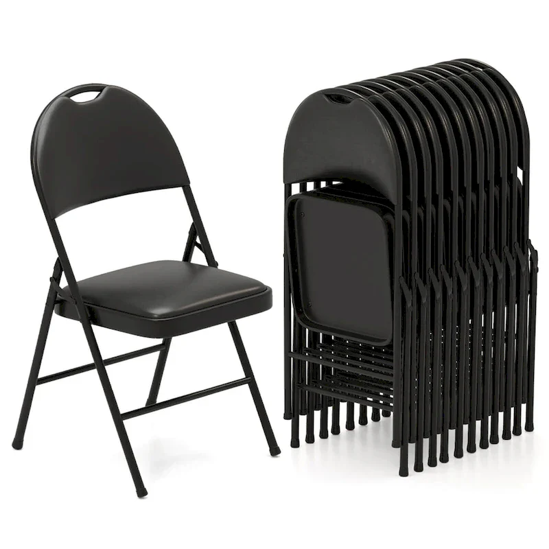 Black Folding Padded Chairs - Metal Frame Set