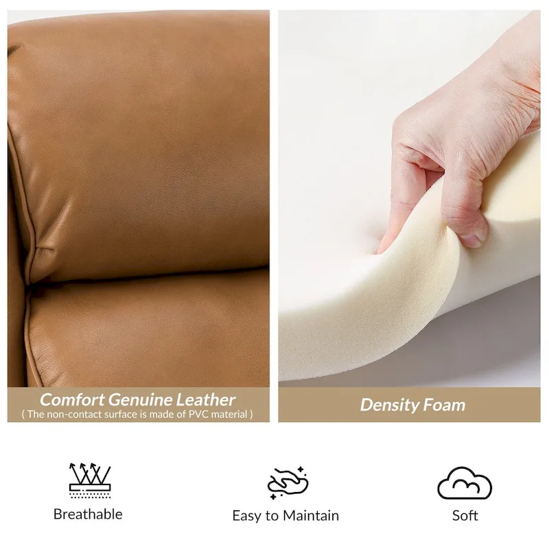 Noemon Modern Genuine Leather Recliner with Nailhead Trims Set of 2 by HULALA HOME