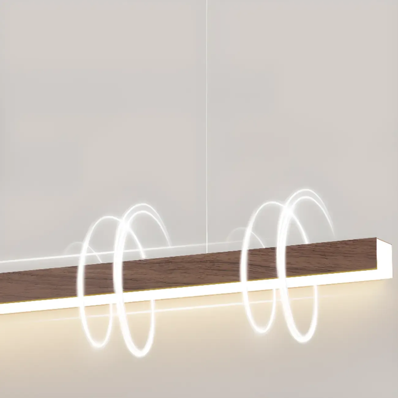 2-Light Rectangle Slim Linear Walnut Island Pendant Lights