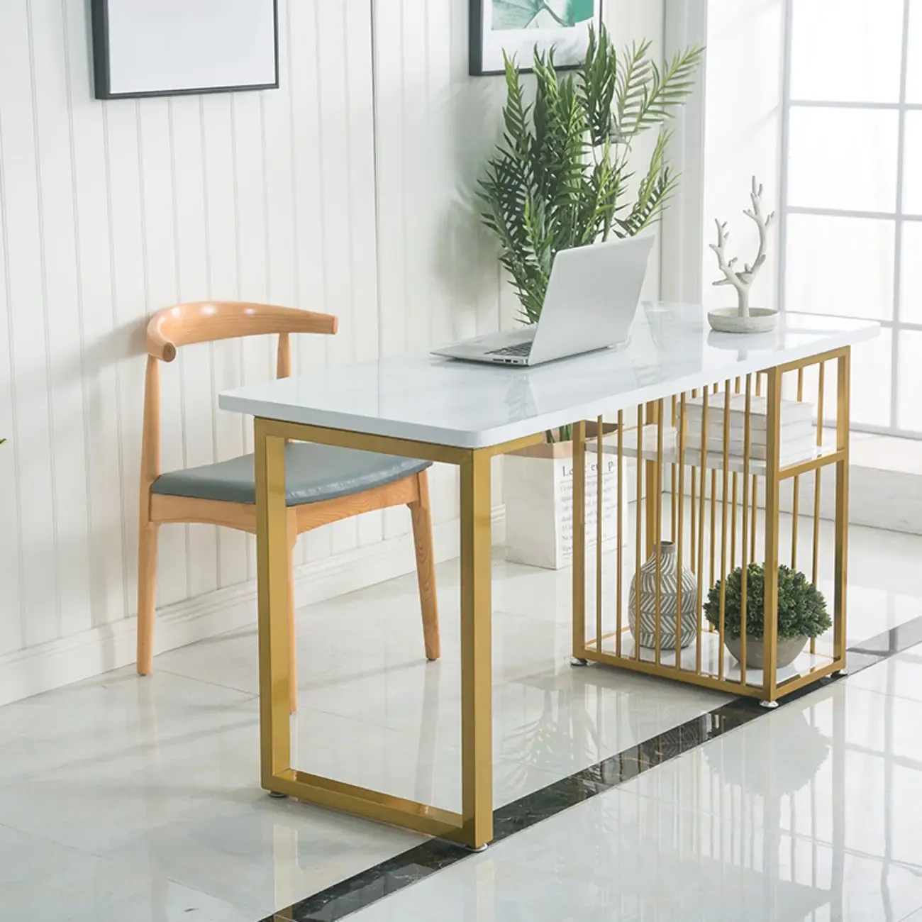 Glam White-Gold Metal Storage Bar Tables
