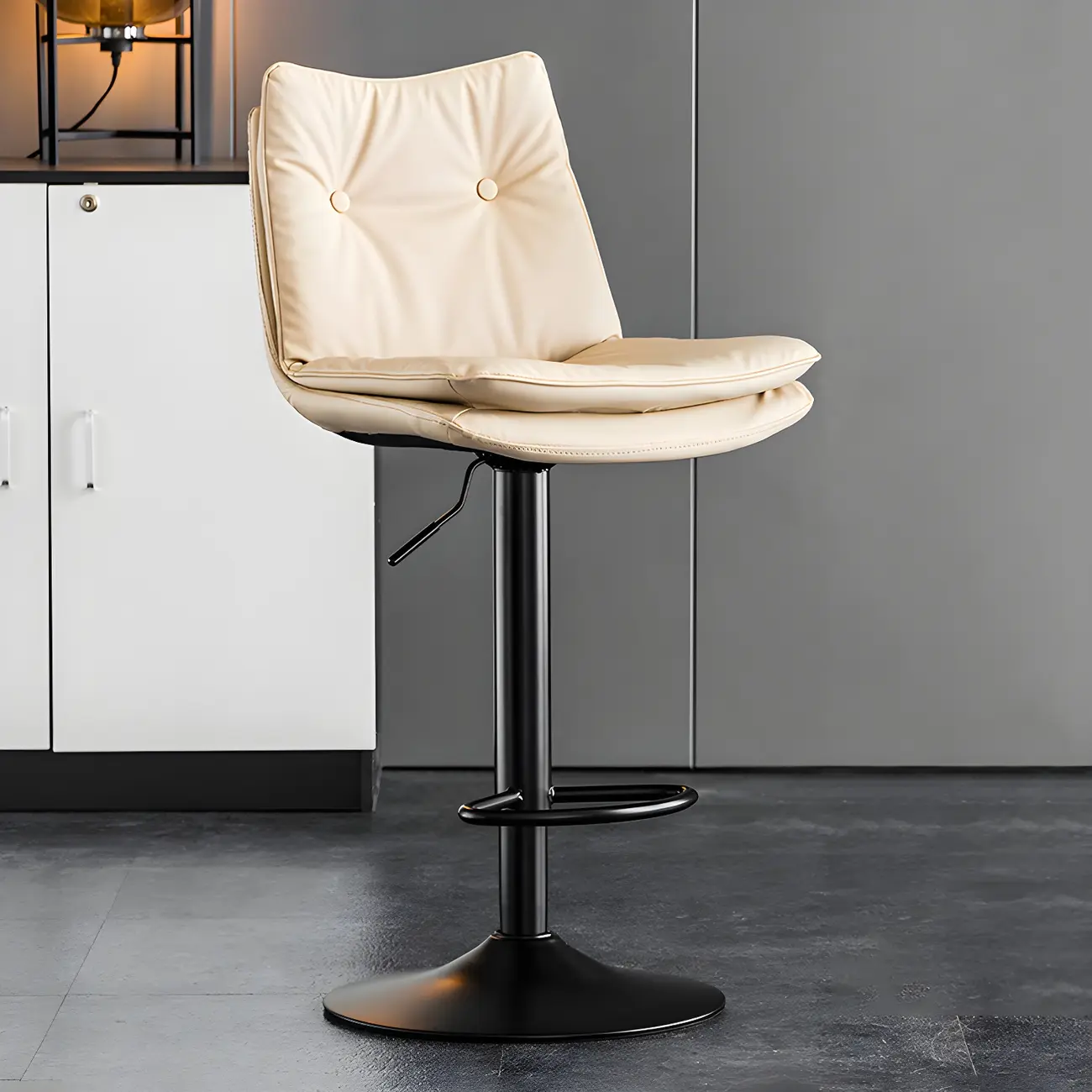 Modern Adjustable Leather Swivel Bar Stools