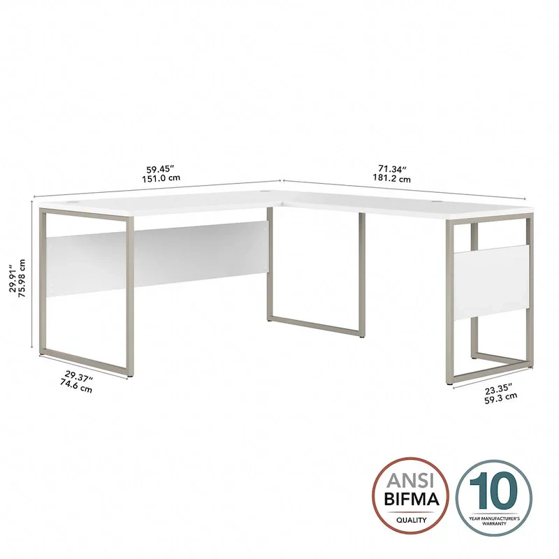 60W x 30D L-Shaped Table Desk with Metal Legs