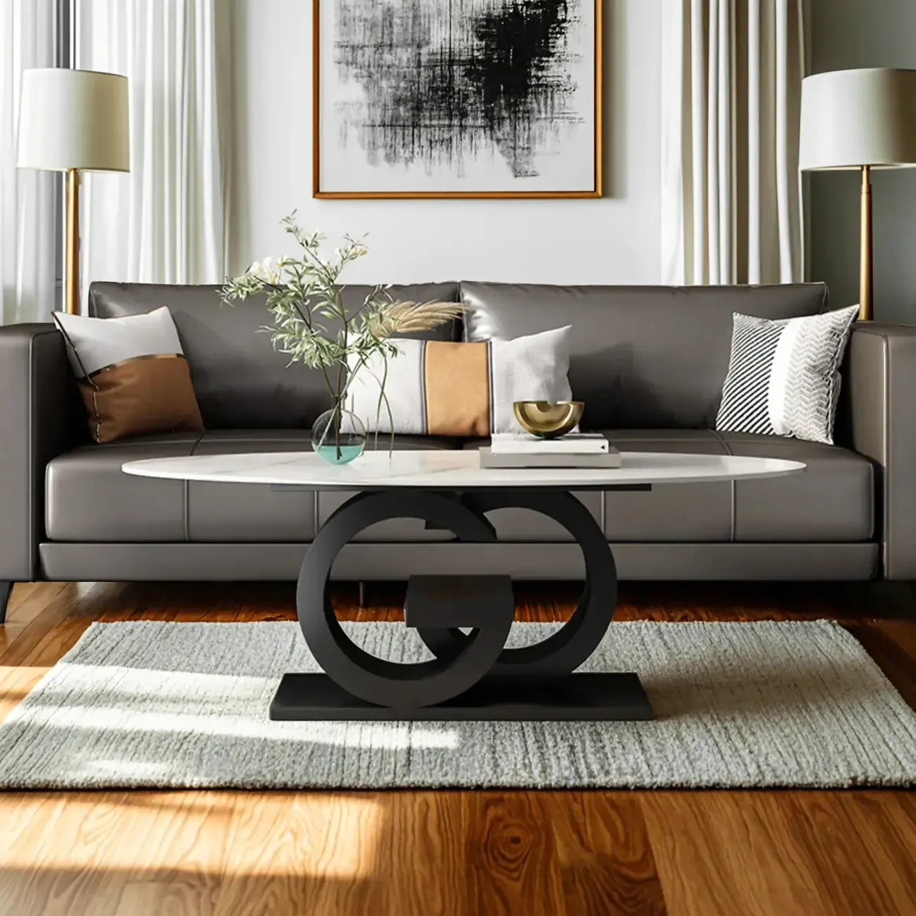 Modern White Oval Coffee Table with Unique Style
