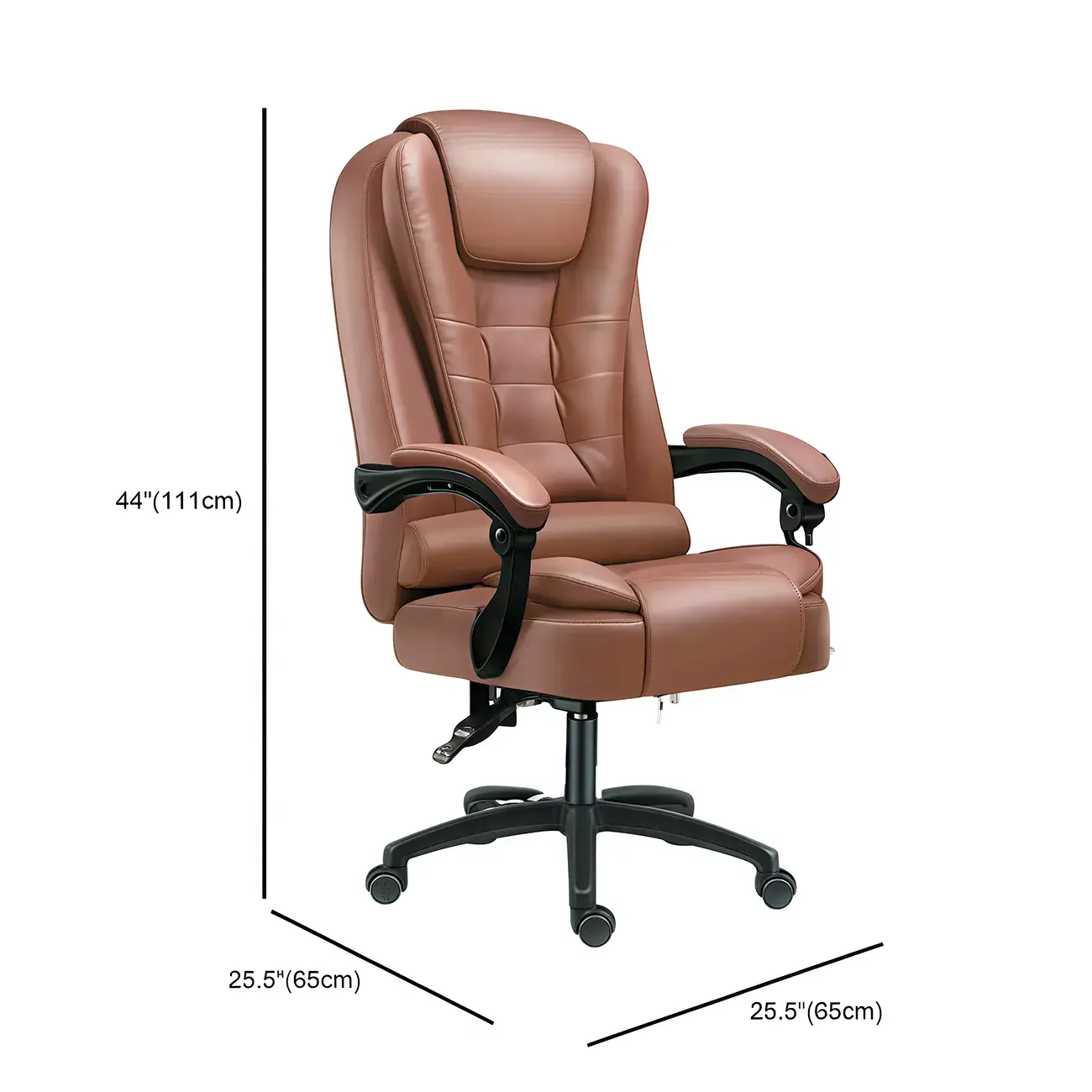 Ergonomic Black Leather Swivel Office Chair with Footrest