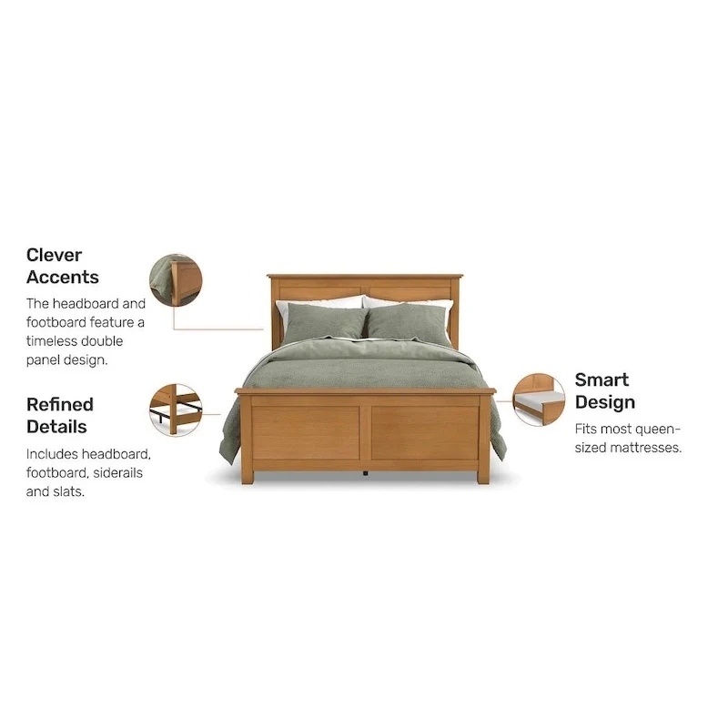 Brown Wooden Queen Bed