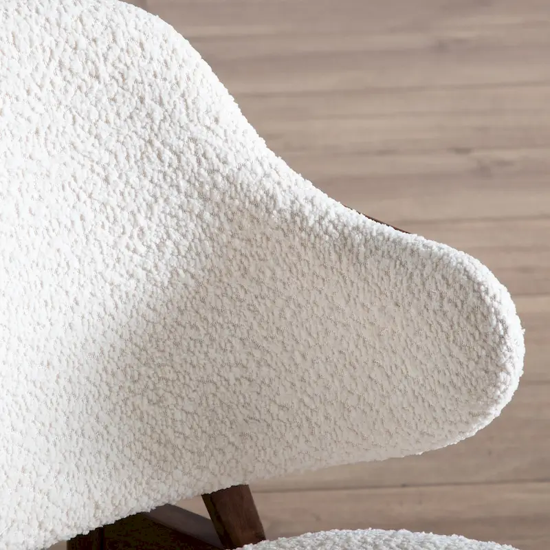 Mid-Century Modern Boucle Wingback Walnut Accent Chair