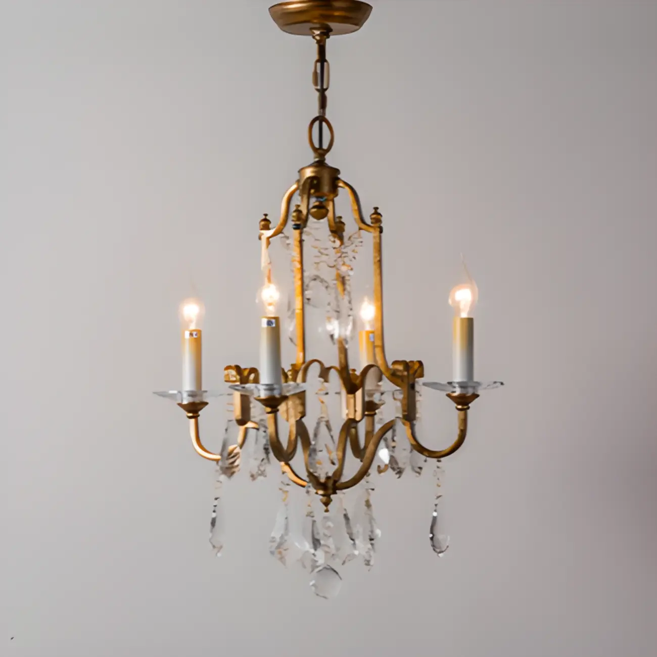 Traditional Gold Vintage Candelabra Chandelier with Crystal