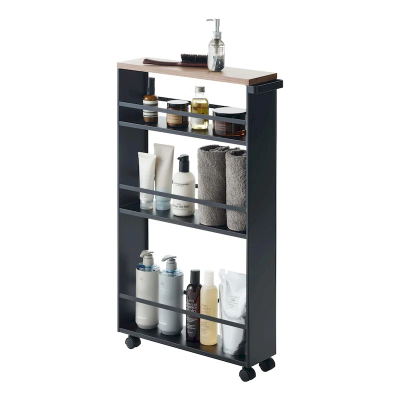 Yamazaki Home Slim Storage Cart, Steel, Holds 26.4 lbs, Minimal Assembly - L 18.7 x W 5.12 x H 31.69 inches