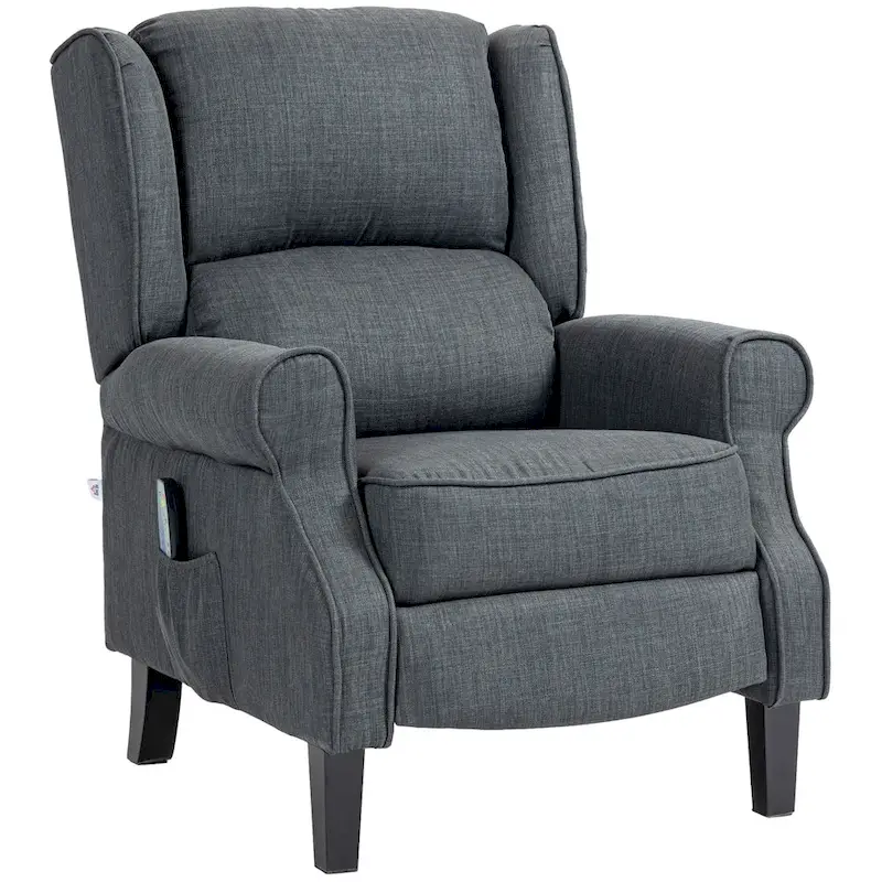 HOMCOM Wingback Heated Vibrating Massage Chair,Accent Sofa Upholstered Massage Recliner Chair Push-back with Remote Controller