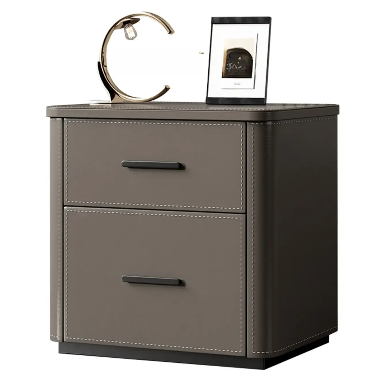 Modern Pine Wood Top 2 Drawers Nightstand