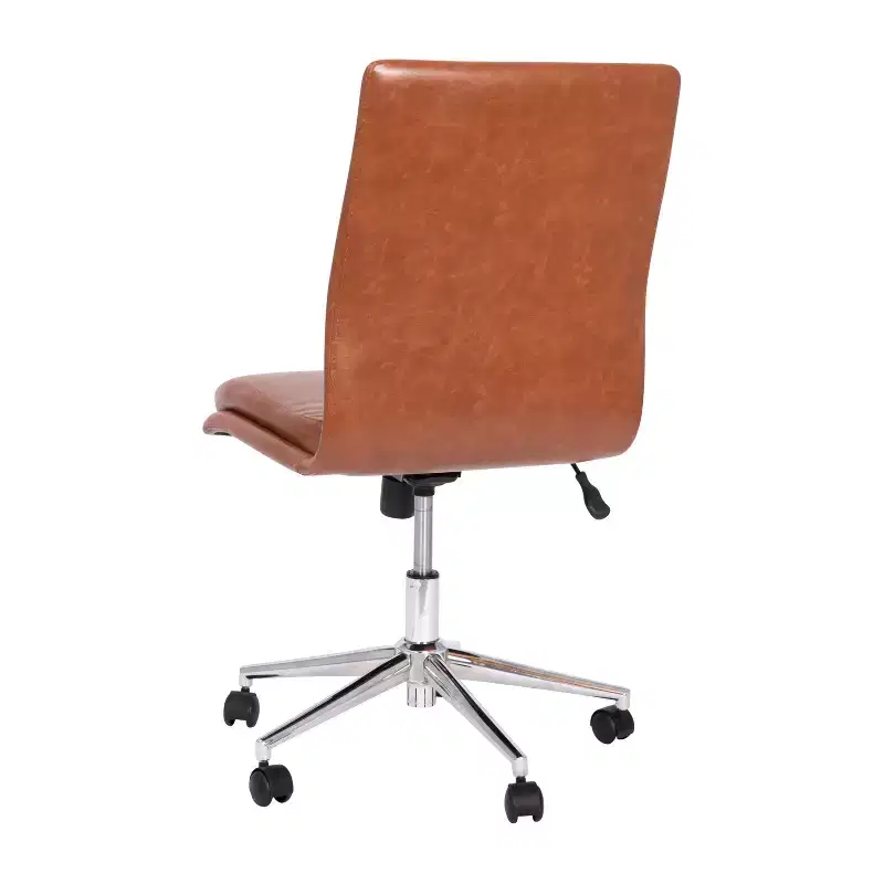 Emma and Oliver Modern Faux Leather Upholstered Mid-Back Home Office Chair with 5 Star Base and Pneumatic Seat Height Adjustment