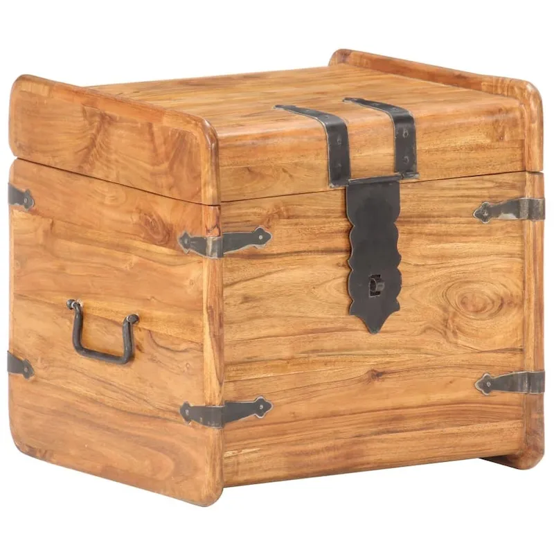 vidaXL Storage Chest Storage Trunk with Latch for Bedroom Solid Wood Acacia - 15.7x15.7x15.7 (W x D x H)