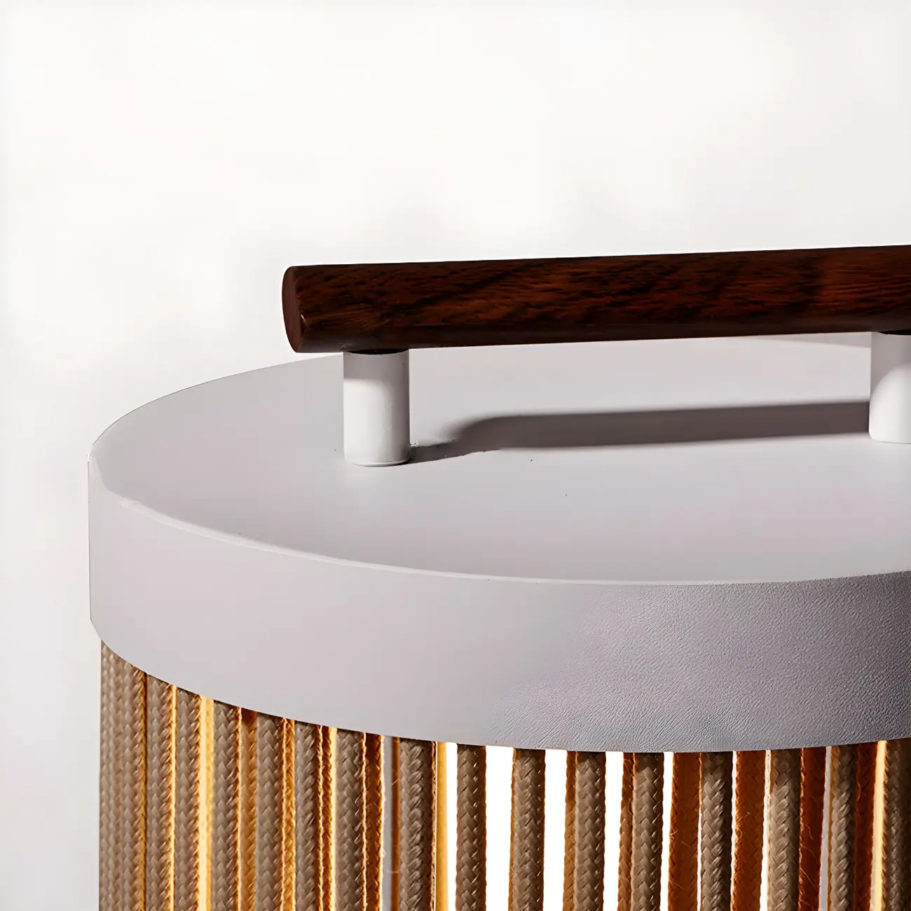 Rattan Grid Metal Cylindrical Post Cap Light