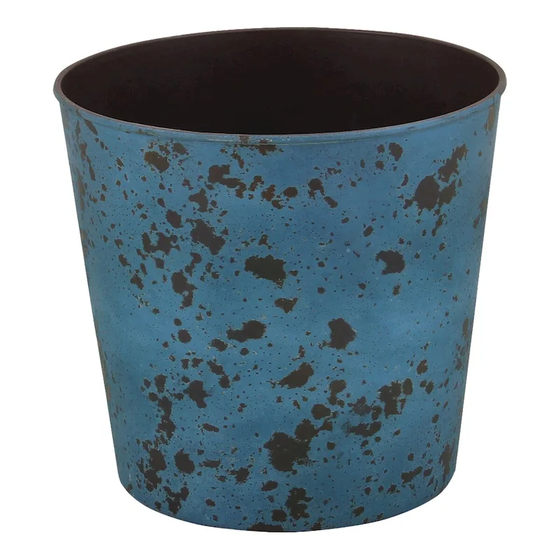 Cheungs Round, 10.5  rustic blue planter with a tapered body - 12x12x11