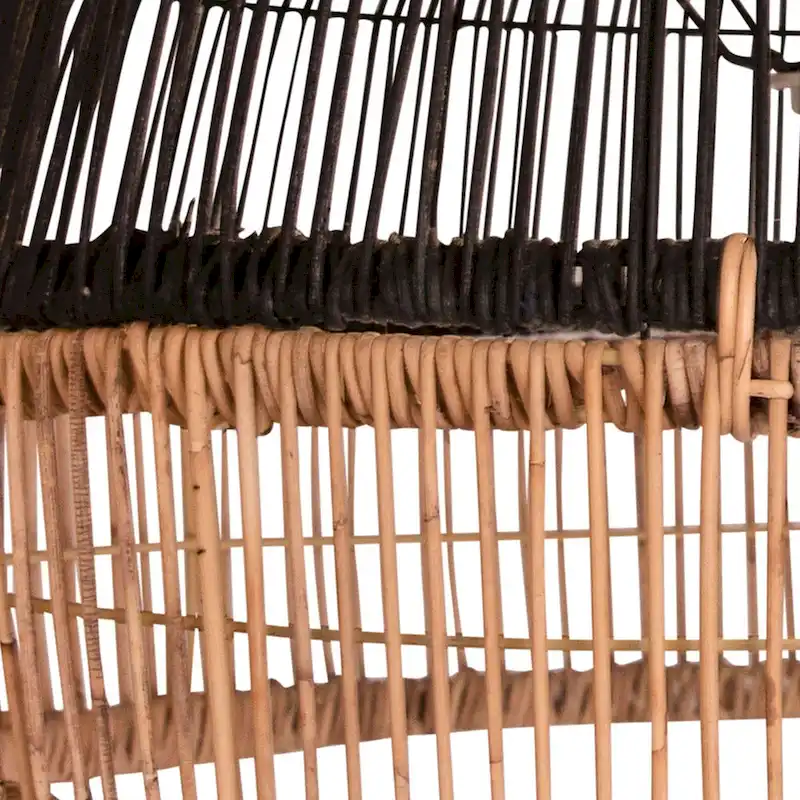 Grace Natural Woven Two-Tone Rattan Lamp Shade, Black and Natural