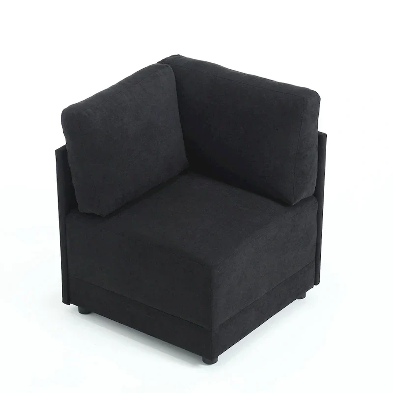 Modern Modular 3 Piece Reversible Sectional Linen Sofa Couch Optional in Free Combination