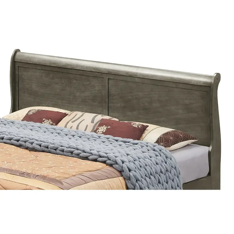 Louis Philippe King Wood Panel Bed