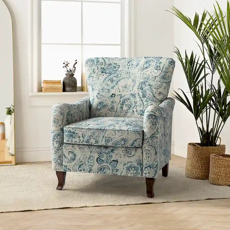 Samouel Modern Floral Upholstered Armchair with Wingback Design by HULALA HOME