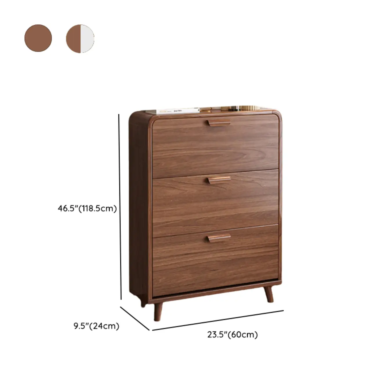 Traditional Hidden Adjustable 3 Tiers Solid Wood Shoe Cabinet