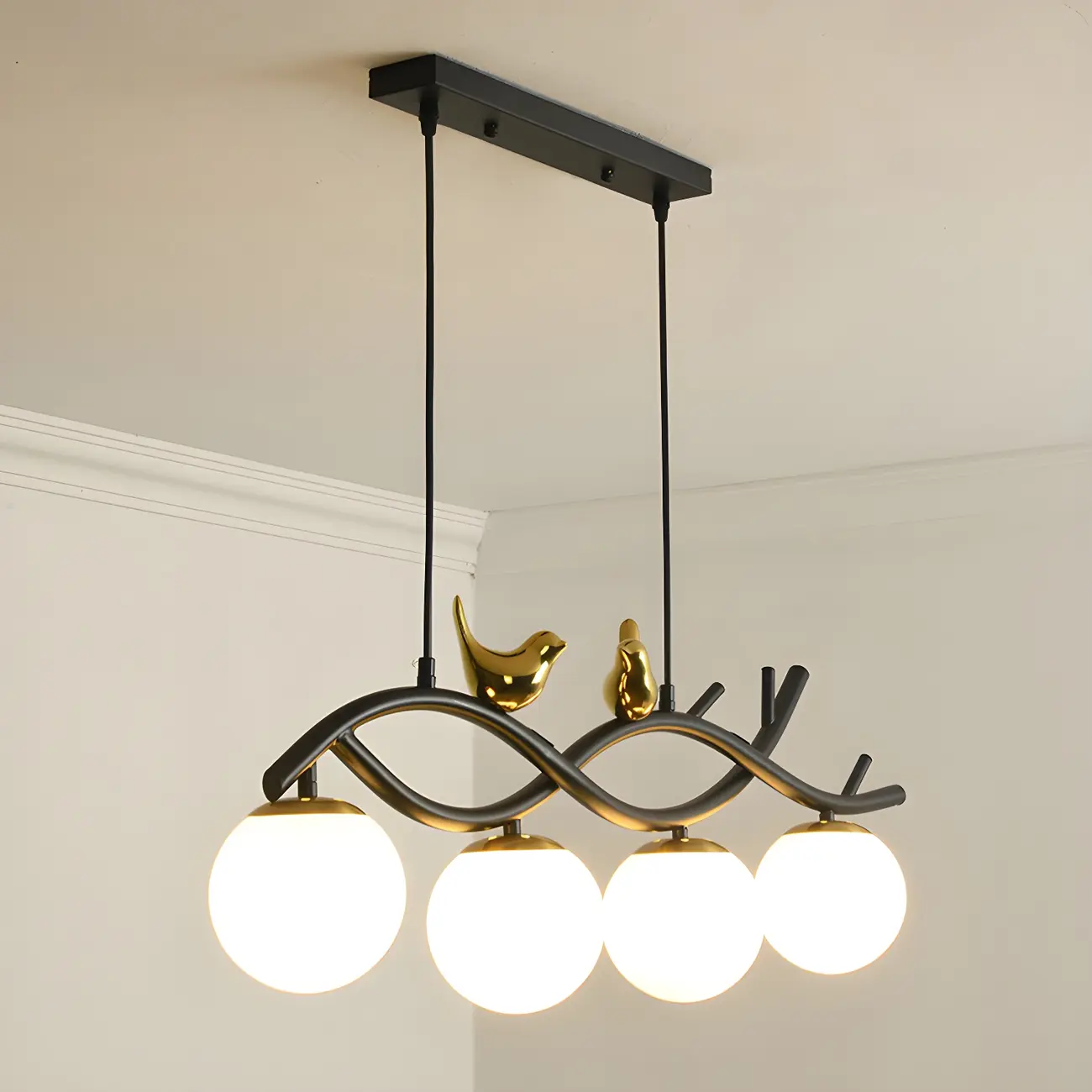 Industrial Black Globe 4-Light Kitchen Island Pendant Light
