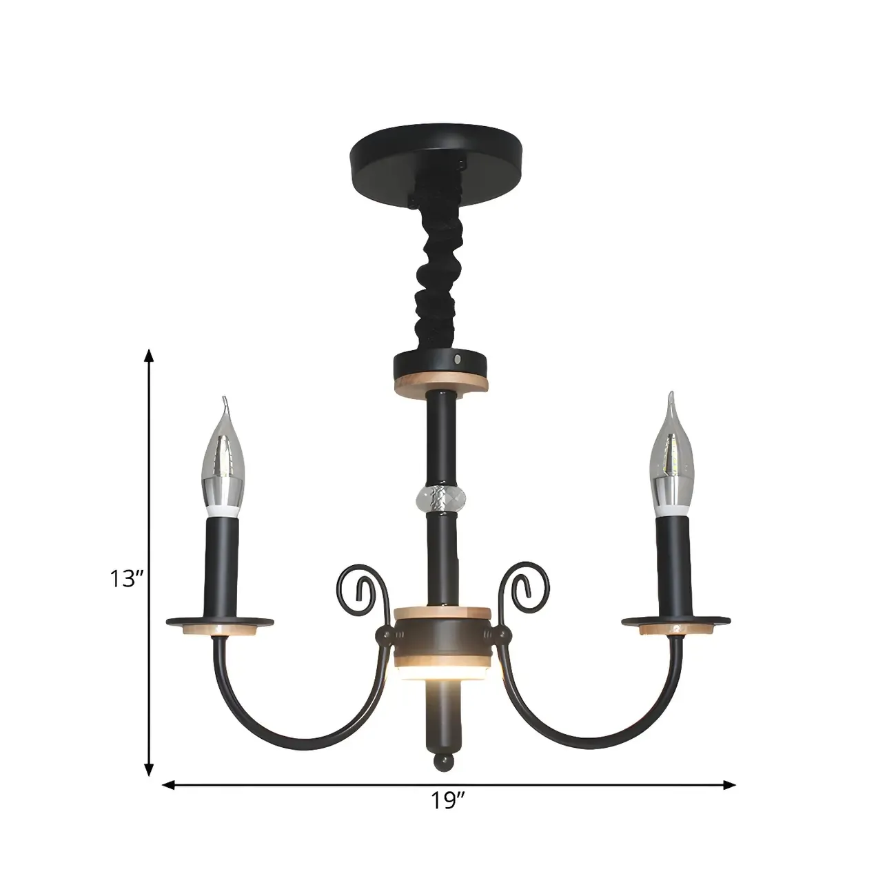 Traditional Rustic Black Metal Candle Chandelier