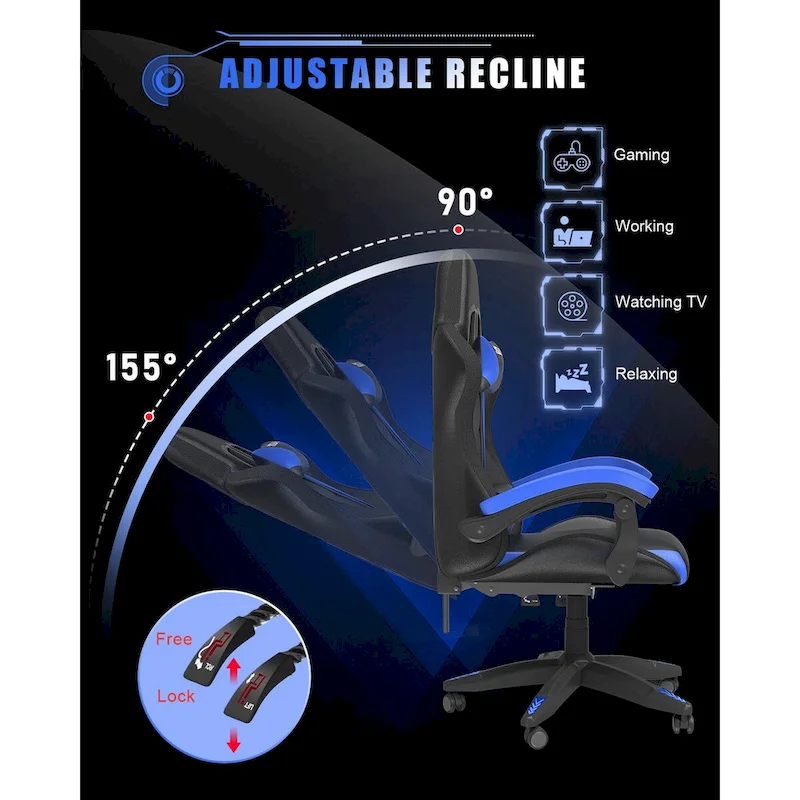 RGB Gaming Chair with LED Lights and Ergonomic Computer Chair