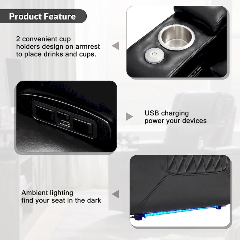 Nestfair Power Motion Recliner with 2 Cup Holders and 360 Swivel Tray Table