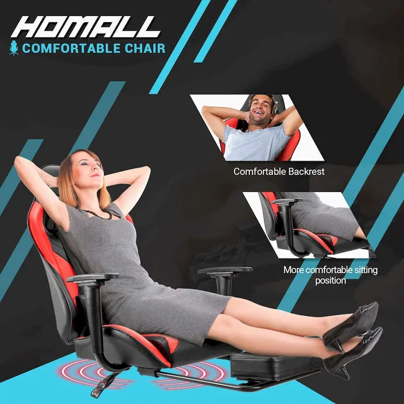 Gaming Chair with Footrest - Ergonomic Desk Chair