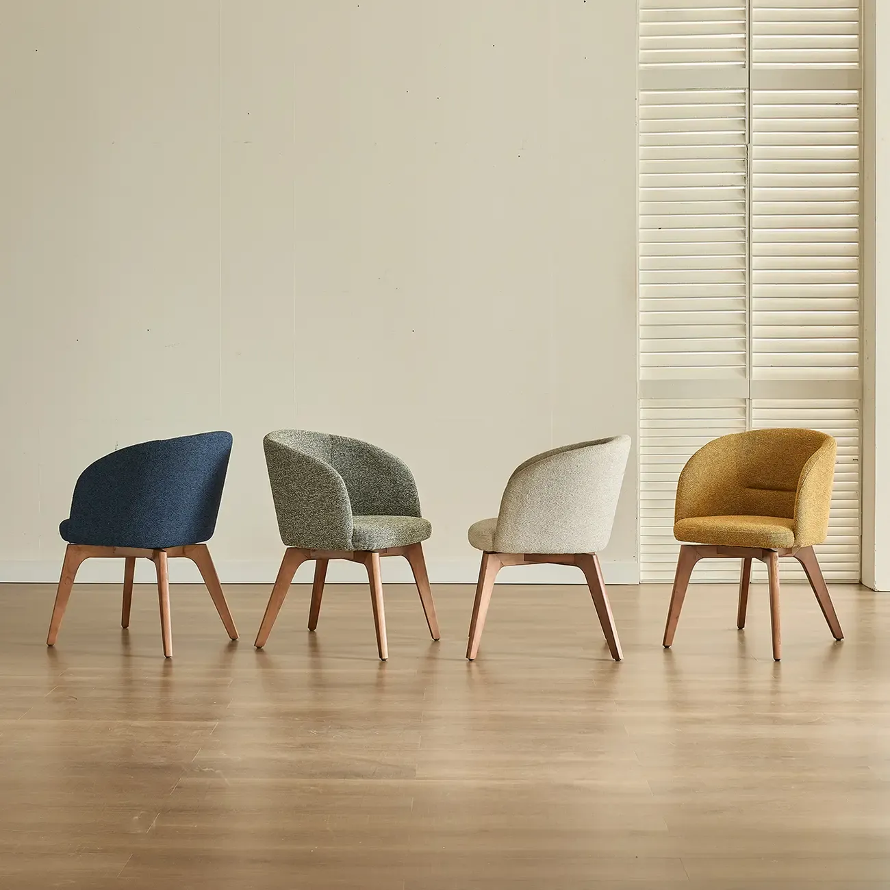 Modern Swivel Barrel Dining Chair with Arms