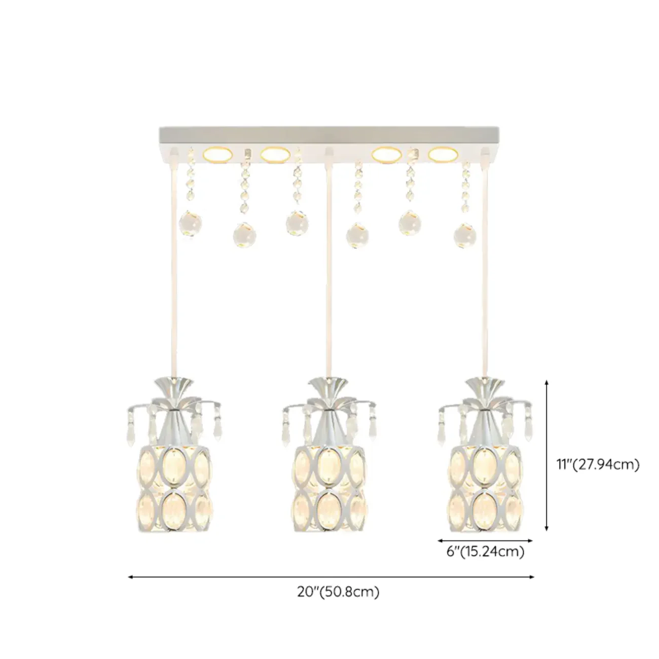 Elegant Cylinder Crystal Kitchen Island Pendant Light with Spotlight