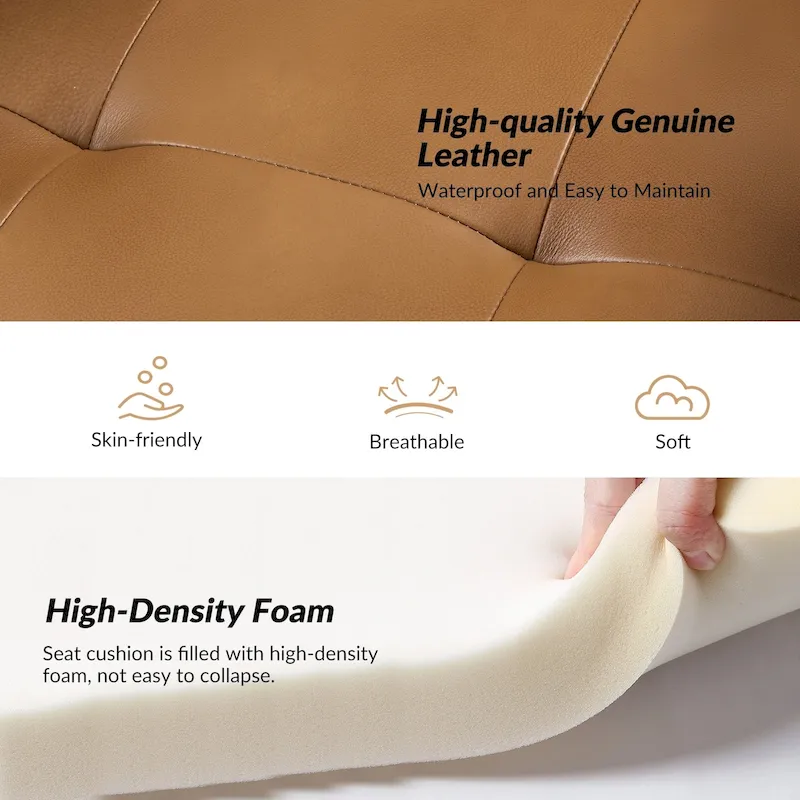 Mid-century Genuine Leather Arm Chair