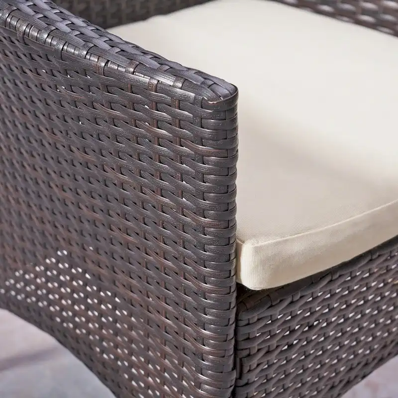 Bruna Outdoor 3 Piece Wood and Wicker Bistro Set by Christopher Knight Home