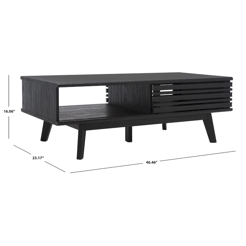 SAFAVIEH Ameetha Mid-Century 1-Shelf Walnut Coffee Table - 46 W x 23 D x 16 H - 46Wx23Dx16H