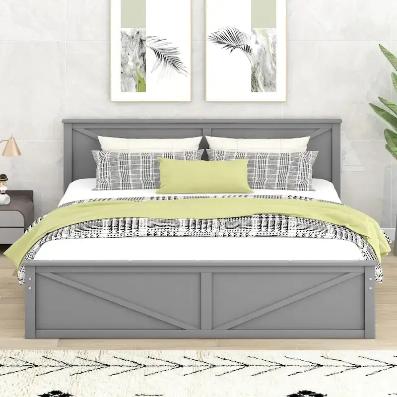 King Size Platform Bed with Four Storage Drawers and Support Legs