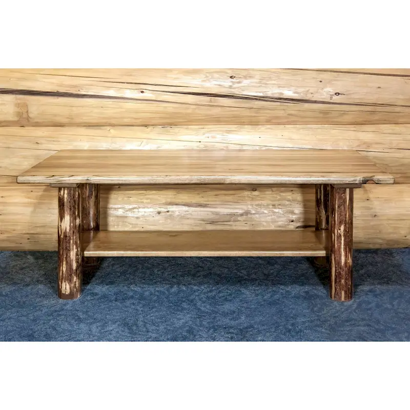 Glacier Country Collection Coffee Table with Shelf, Stained & Lacquered Finish