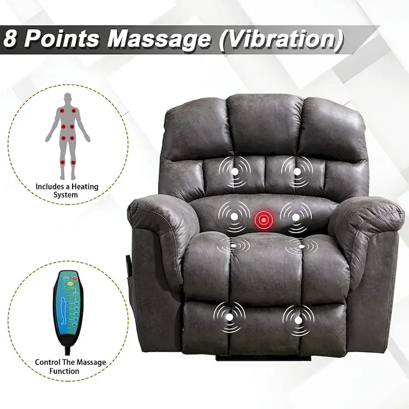 Ebello Microsuede Power Lift Recliner Sofa with Massage Chair