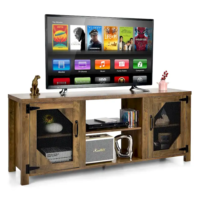 TV Stand Entertainment Media Center for TVs up to 65 w/Steel - 58 x 15.5 x 24