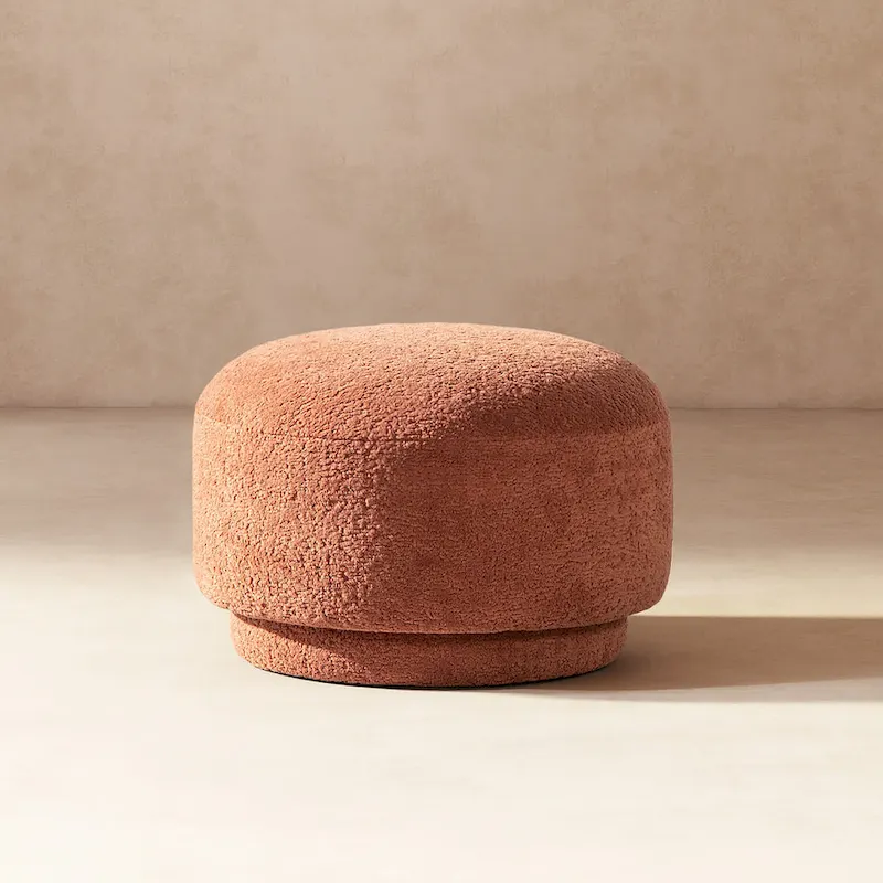 Fuji 15 Faux Sherpa Mushroom Footstool Ottoman