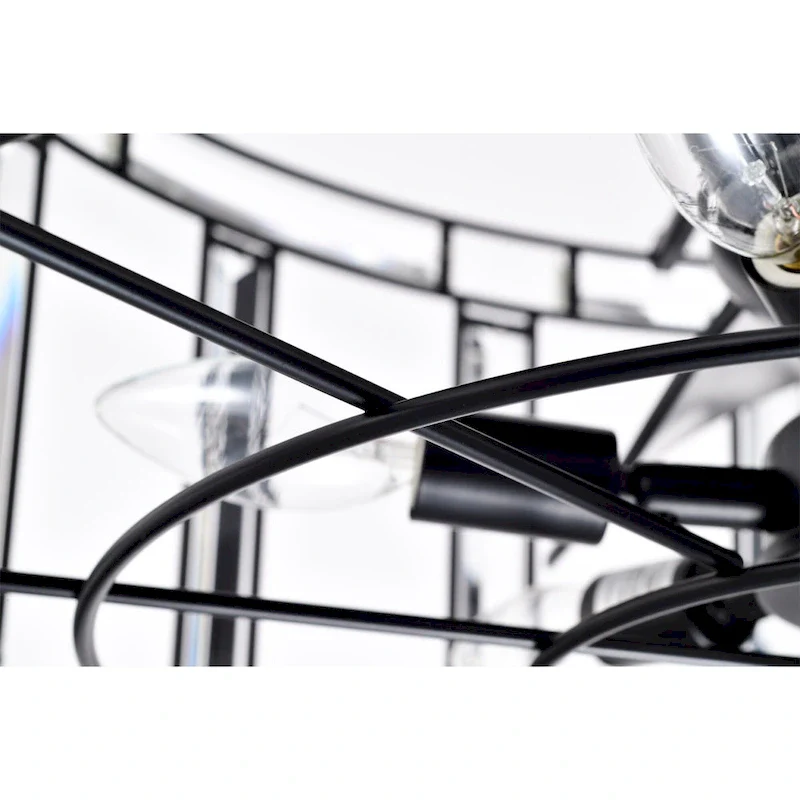 Livia 25 Inch Elegant and Glam Style Matte Black Finish Crystal Lighted Ceiling Fandelier with Remote