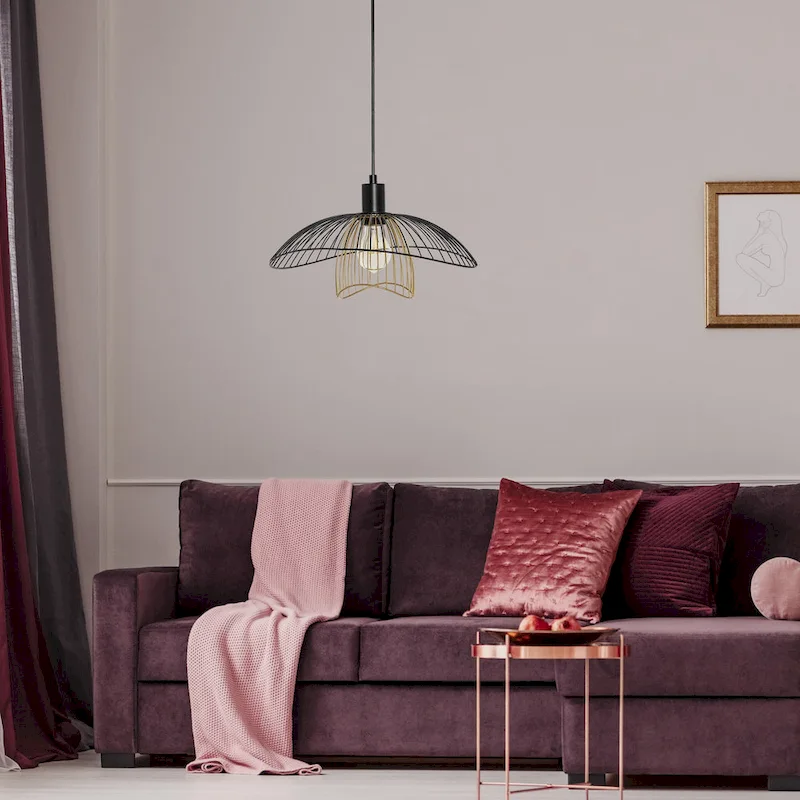 Elizabeth River of Goods Black and Gold Metal Double Shade 13.875-Inch Pendant Light - 14.375  x 13.875  x 9.75/57.75