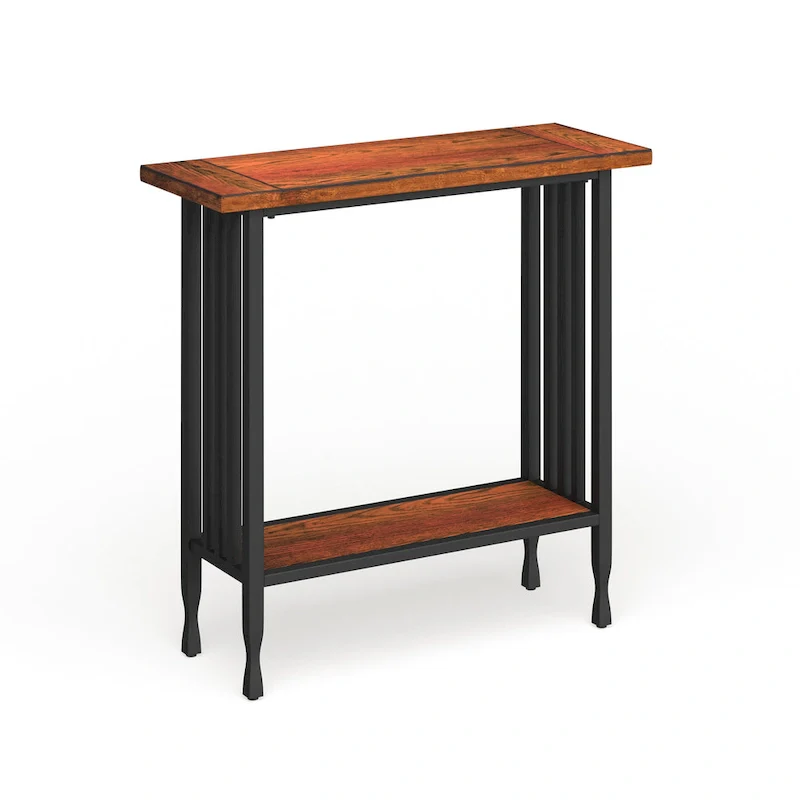 Matte Black Slatted Mission Oak Hall Stand
