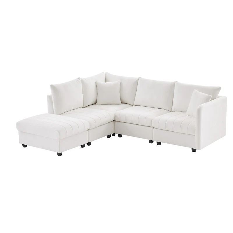 89 Polyester Modular Sectional Sofa with Deep Seat & Ottoman