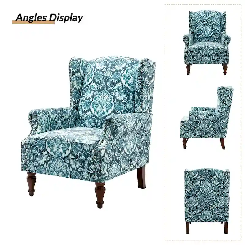 Gott Traditional Wingback Armchair with Solid Wood Legs Set of 2 by HULALA HOME