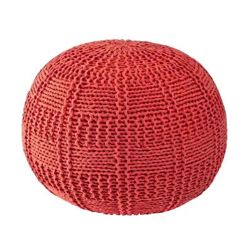 Casual Knitted Cotton Basketweave Pouf