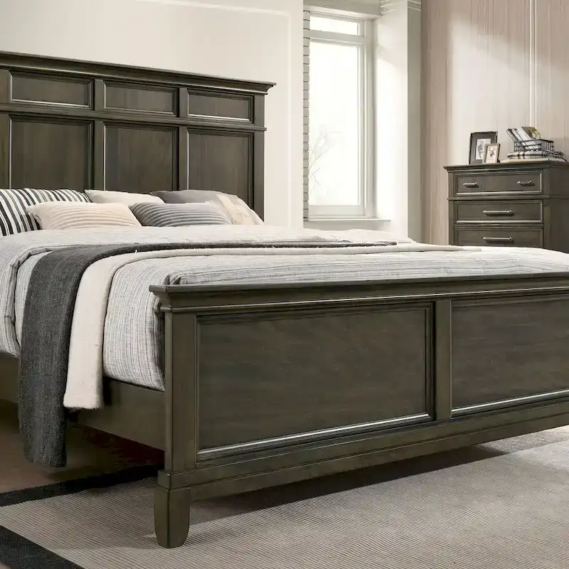 Furniture of America Evva Traditional Grey 3-Piece Panel Bedroom Set