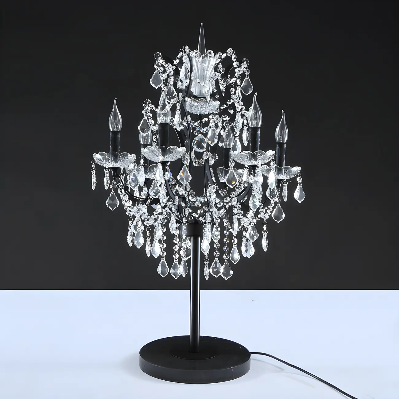 Luxurious 6-Light Gold Candlestick Crystal Table Lamp