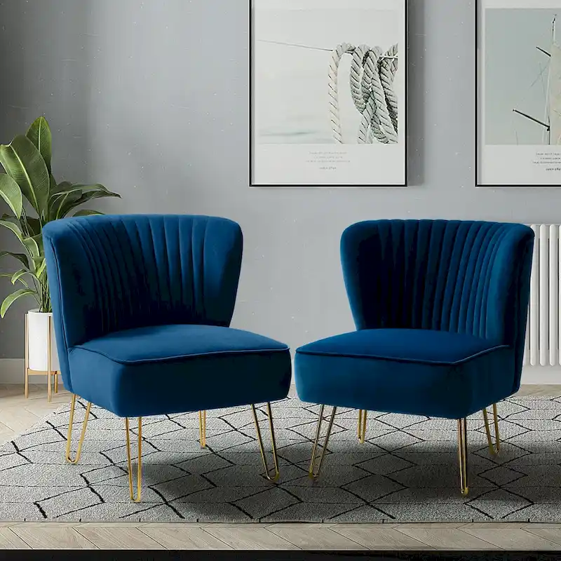 Barto Upholstered Side Chair with Tufted Back Set of 2 by HULALA HOME