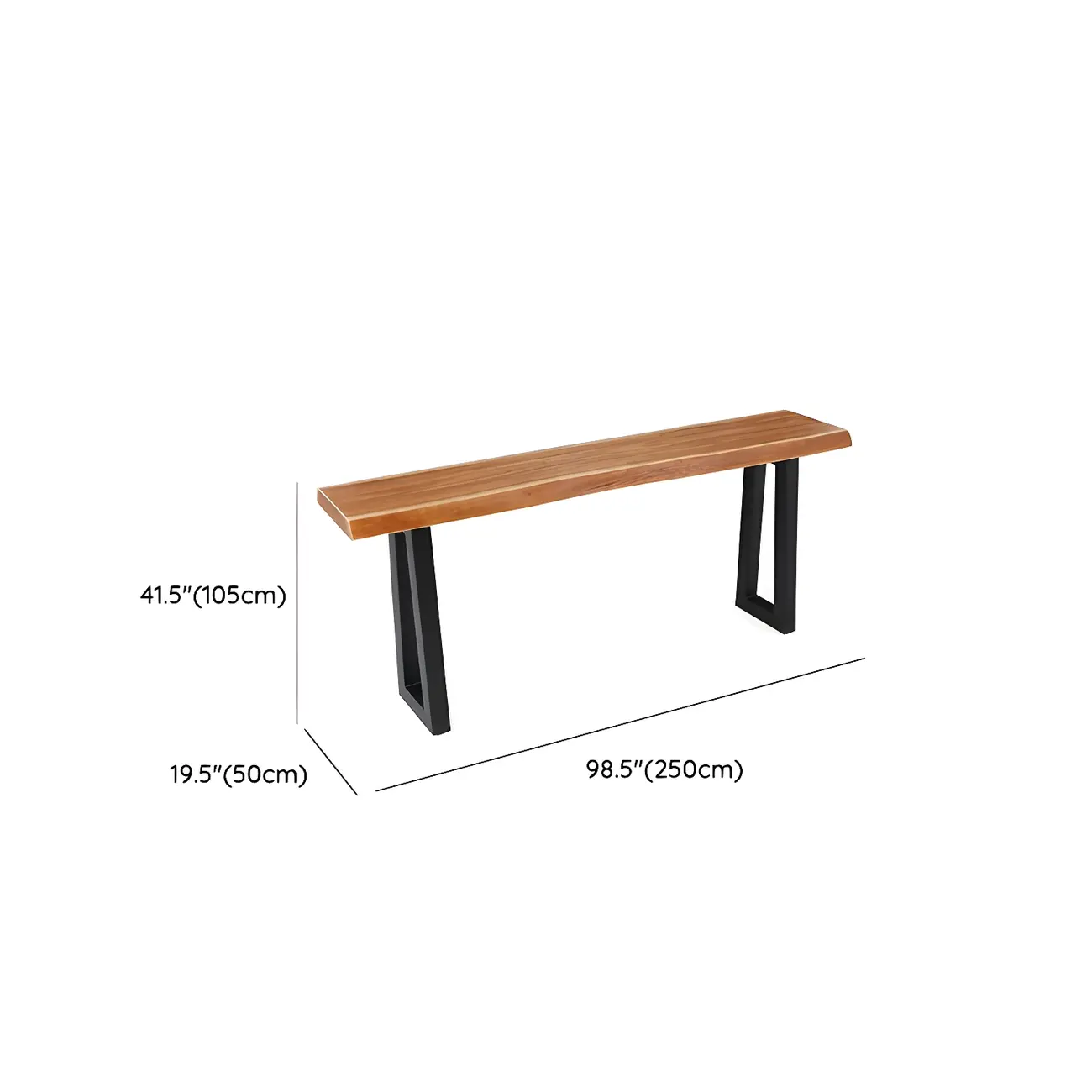 Industrial Brown Pine Rectangular Bar Table with Metal Sled Base