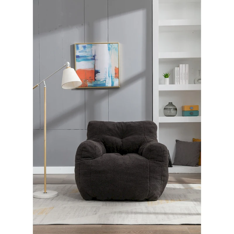 Soft Tufted foam bean bag chair with Teddy fabric